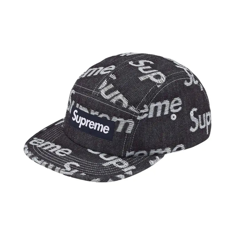 Supreme Jacquard Logos Denim Camp Cap.