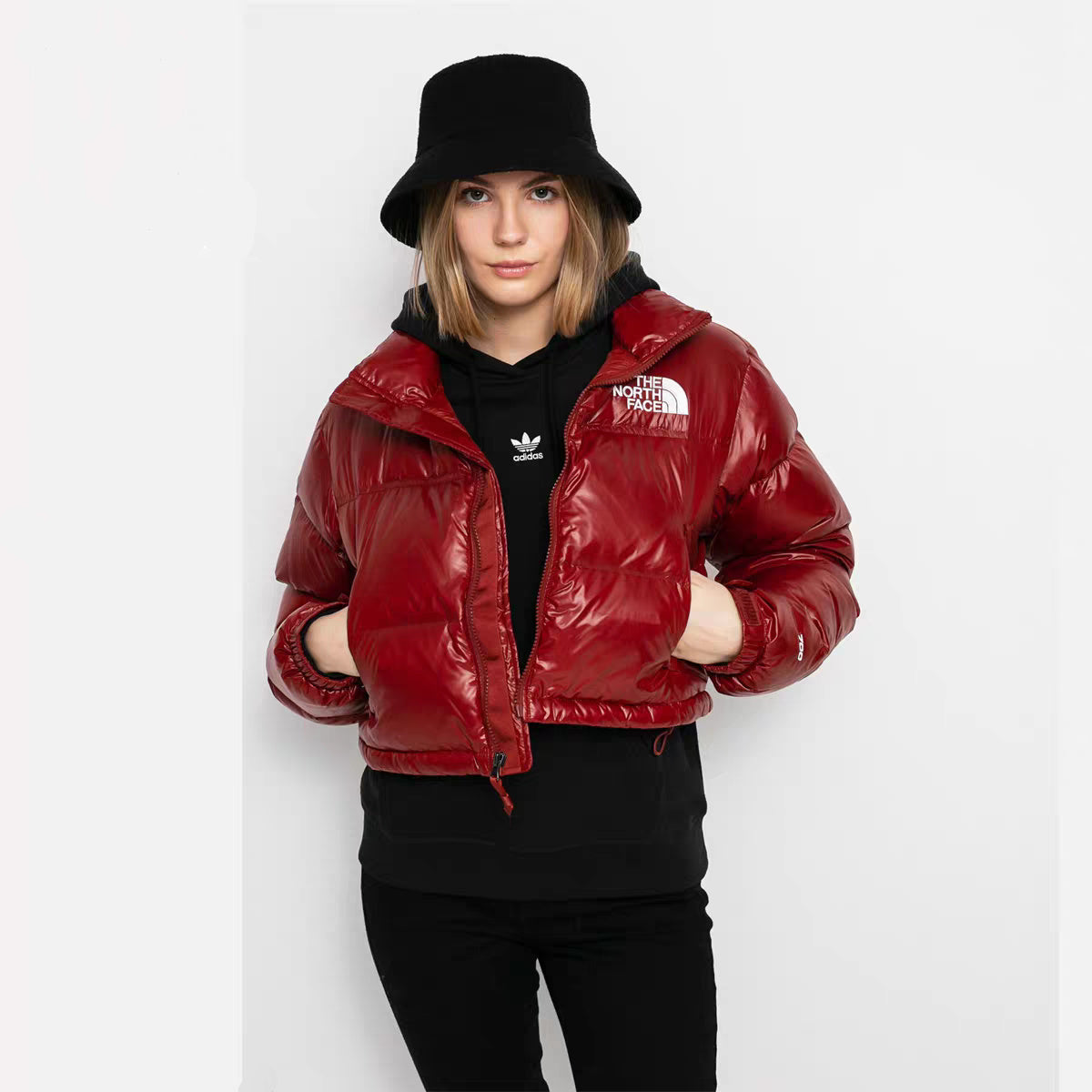 The North Face Mujer Nuptse 700 Fill Chaqueta Corta Brick House Rojo