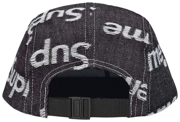 Supreme Jacquard Logos Denim Camp Cap.