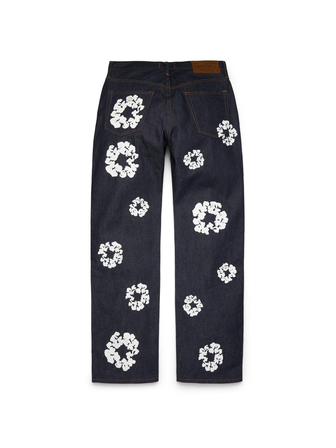 Denim tears, Loose-fitting cotton jeans with crown and selvedge print