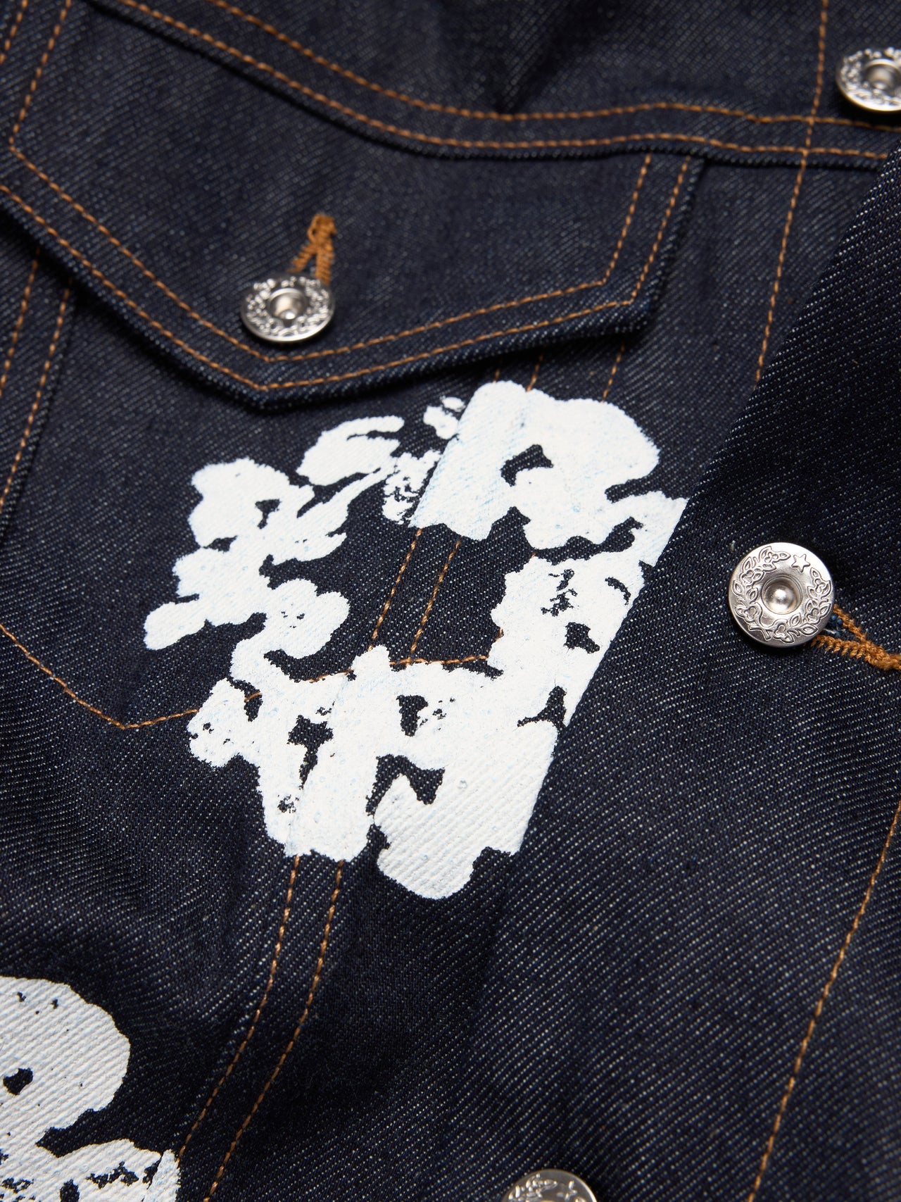 Denim Tears jacket with cotton crown print and selvage